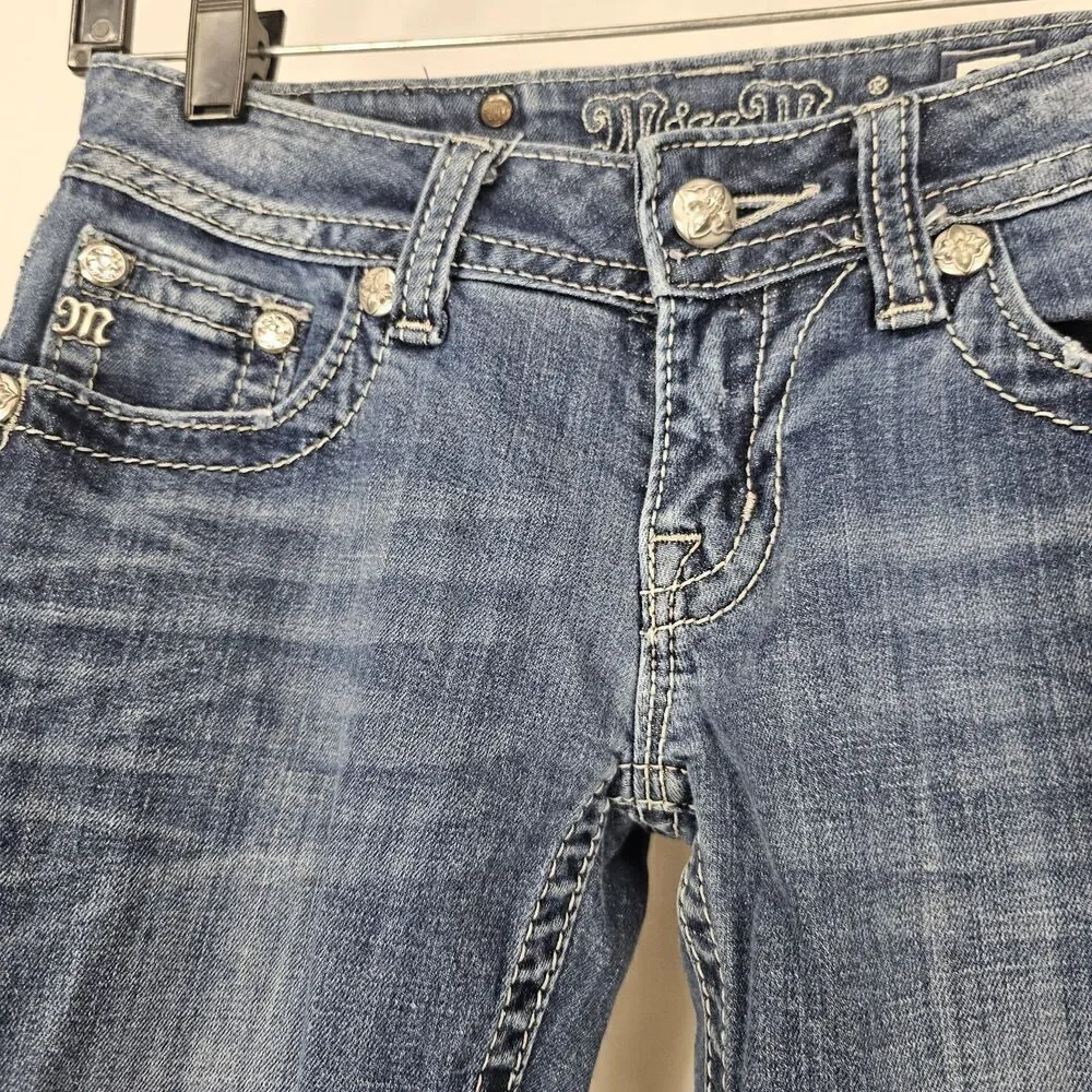Miss Me JP548954 SKINNY  Metal Embellishments Rhinestones Thick Thread Womens 25